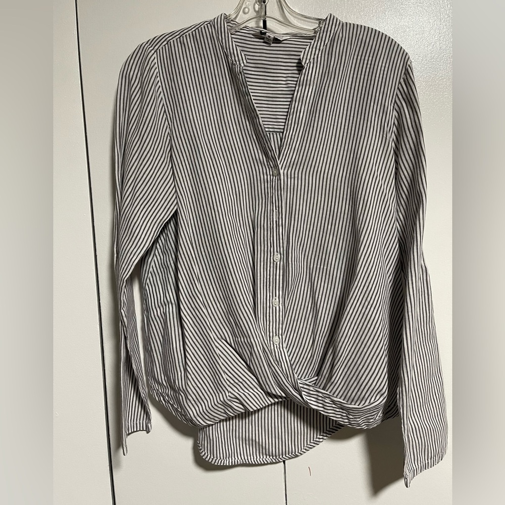 Always and Forever Striped Button Down Shirt - Black and White